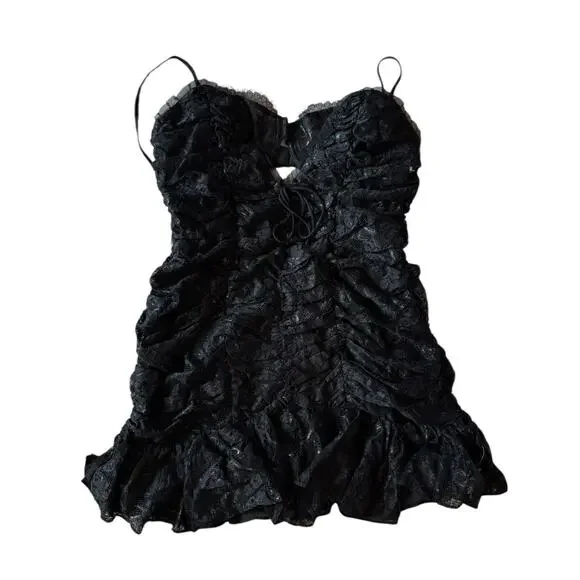 For Love & Lemons NWT Black Bette Lace Mini Dress size Large
